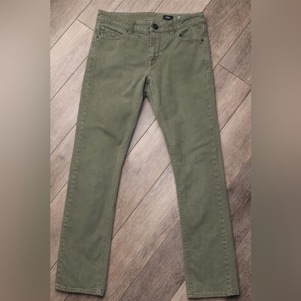 Size 30 Volcom Vorta Straight Leg Jeans Olive Green Slim Straight